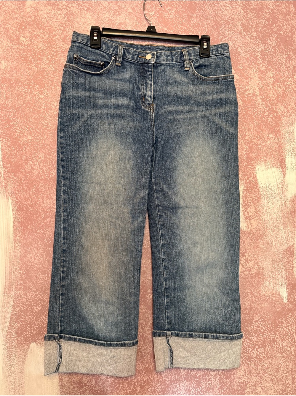 INC International Concepts Medium Blue Cuffed Crop Jeans